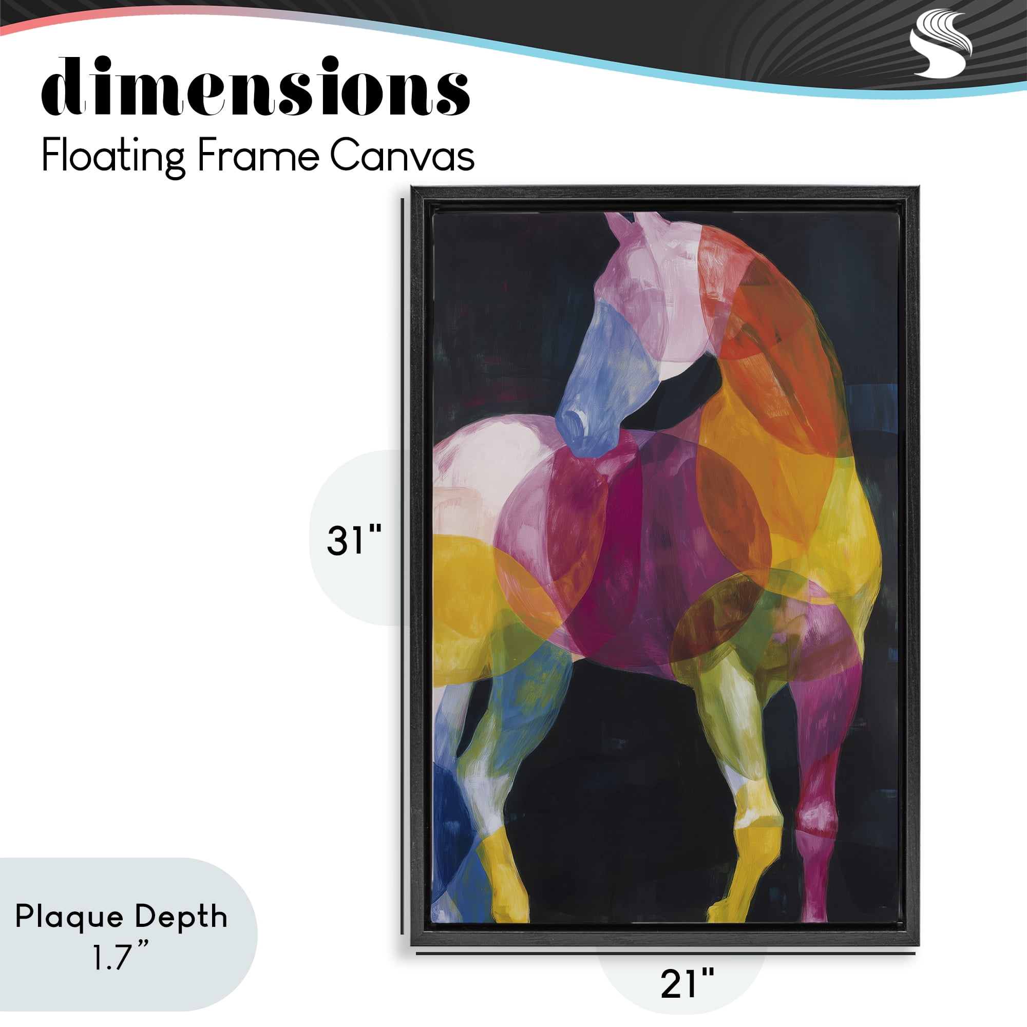 Stupell Industries Prism Horse Abstraction Black Framed Floater Canvas Wall Art, design by Chromatic Storm Studio