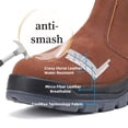thumbnail image 3 of CRZ822 6 inch Composite Toe 100% Leather Slip Resistant Impact Resistant Work Boots, Slip On Chelsea Working Boots For Men Reddish Brown Shoes Size 7, 3 of 8