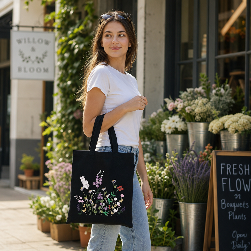 Vetpw Tote Bag Embroidery Kit for Beginners with Floral Pattern photo 6