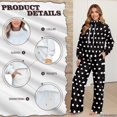 thumbnail image 6 of Glofpot Women Loungewear Set, Turtleneck Sweatshirt Set, Casual Outfit Women 2 piece Loungewear Set, Long Sleeve Pullover Top, High Waisted Wide Leg Pants with Pockets, Black Polka Dot Tracksuit, 6 of 7