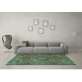 thumbnail image 3 of Ahgly Company Machine Washable Indoor Rectangle Persian Turquoise Blue Traditional Area Rugs, 6' x 9', 3 of 4
