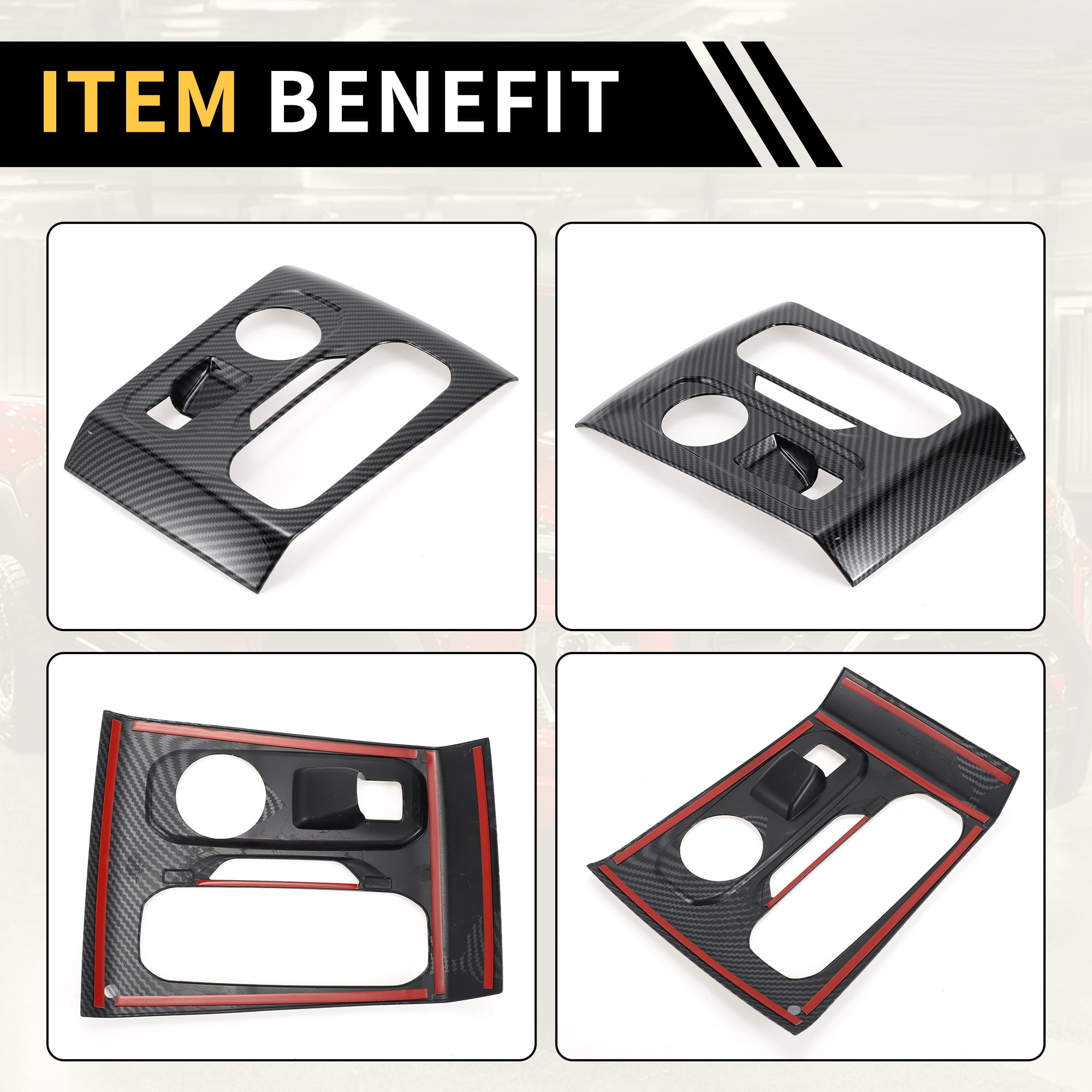 Unique Bargains Center Console Gear Shift Frame Panel Cover Trim for Chevrolet Colorado for GMC Canyon 2023-2024 Gear Shift Panel Decor Cover Sticker ABS Carbon Fiber Pattern Black