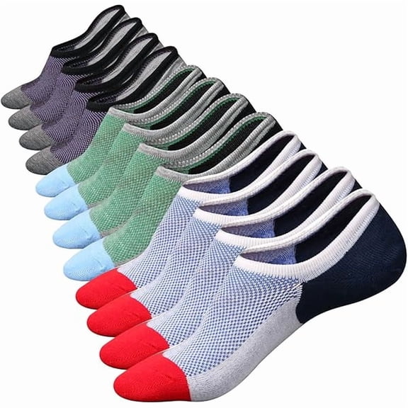Eryueer No Show Sock Low Cut Ankle Short Socks for Men Basic Casual Anti-skid Cotton Socks with Non Slip Grips