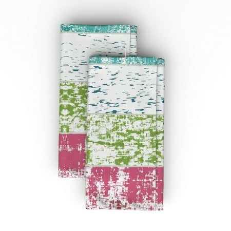 

Cotton Sateen Dinner Napkins (Set of 2) - Beach Stripes Whitewash Summer Vintage Nautical Tropical Coastal Ocean 1543 Horizontal Print Cloth Dinner Napkins by Spoonflower