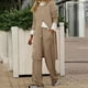 thumbnail image 3 of Puntoco Conjunto de pantalones y manga larga para mujer, elegante, con bolsillo, cuello redondo, informal, Color sólido, liquidación Puntoco Puntoco-4910, 3 of 6