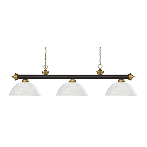 Z-Lite Riviera 3 Light Billiard Light in Bronze and White Linen