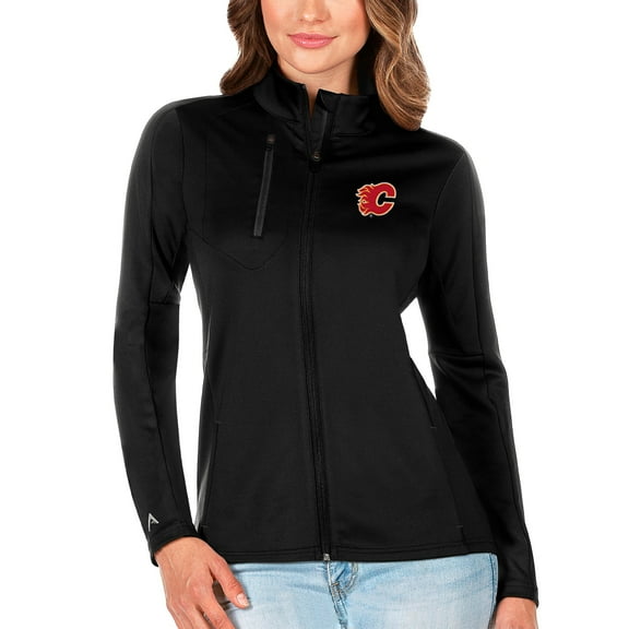Women's Antigua Black Calgary Flames Generation Full-Zip Pullover Jacket