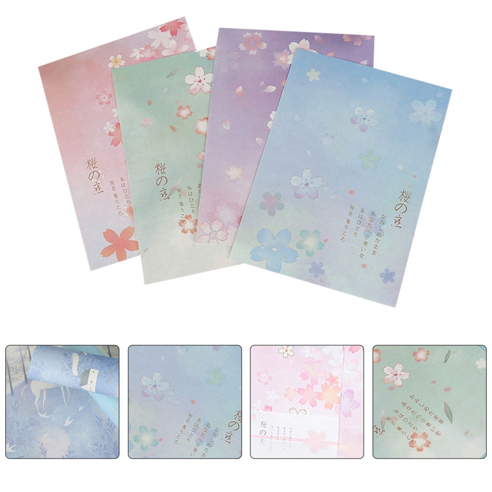 Supvox 5Set Blossoms Pattern Writing Paper Assorted Color Japanese Style Stationery for Letter Writing