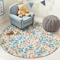 thumbnail image 2 of SAFAVIEH Kids Playhouse Colorful Dots Machine Washable Area Rug, Ivory/Blue, 5' x 5' Round, 2 of 8