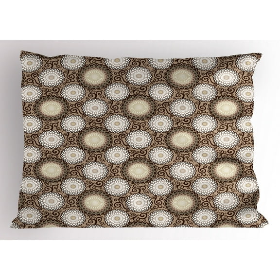 Ambesonne Floral Pillow Sham, Dahlia with Large Petals, 26" X 20", Brown Warm Taupe