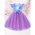 thumbnail image 3 of HWJAD Mermaid Dresses for Girls Toddler Flutter Sleeve Summer Dress Casual Party School Tulle Sundress for Kids, 3 of 9
