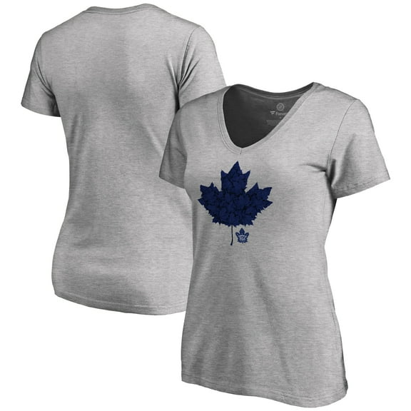 Women's Ash Toronto Maple Leafs Hometown Collection Leafs V-Neck T-Shirt