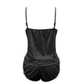 thumbnail image 5 of Spencer 2Pcs Women's Sexy Lingerie Sleepwear Set V Neck Silk Satin Pajamas Cami Shorts Set Nightwear (L, Black), 5 of 5