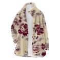 thumbnail image 4 of WXLWZYWL Women's Winter Warm Fleece Cotton-Padded Coat Fashion Print Lapel Long Sleeve Casual Outerwear with Buttons, 4 of 6