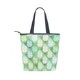 thumbnail image 2 of Zipper canvas bag large capacity large size practical handbag durable Canvas with leather material Diamond-shaped Four-leaf Clover, 2 of 7