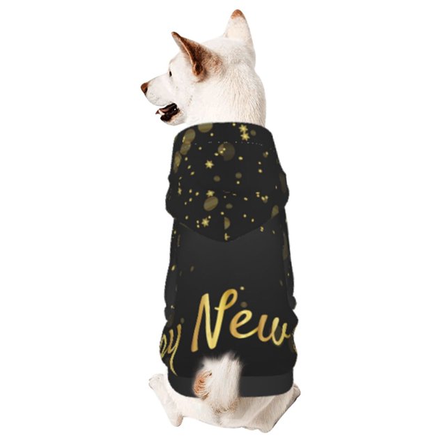 Fotbe Happy New Year Sudadera con Estampado para Perros Pequeños – Suéter con Capucha para Mascotas, Tela Suave de Forro Polar con Bolsillo-X-Large