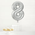 thumbnail image 3 of Unique Industries Foil Big Number 8 Shaped 34" Silver Solid Print Party Balloon, 3 of 4