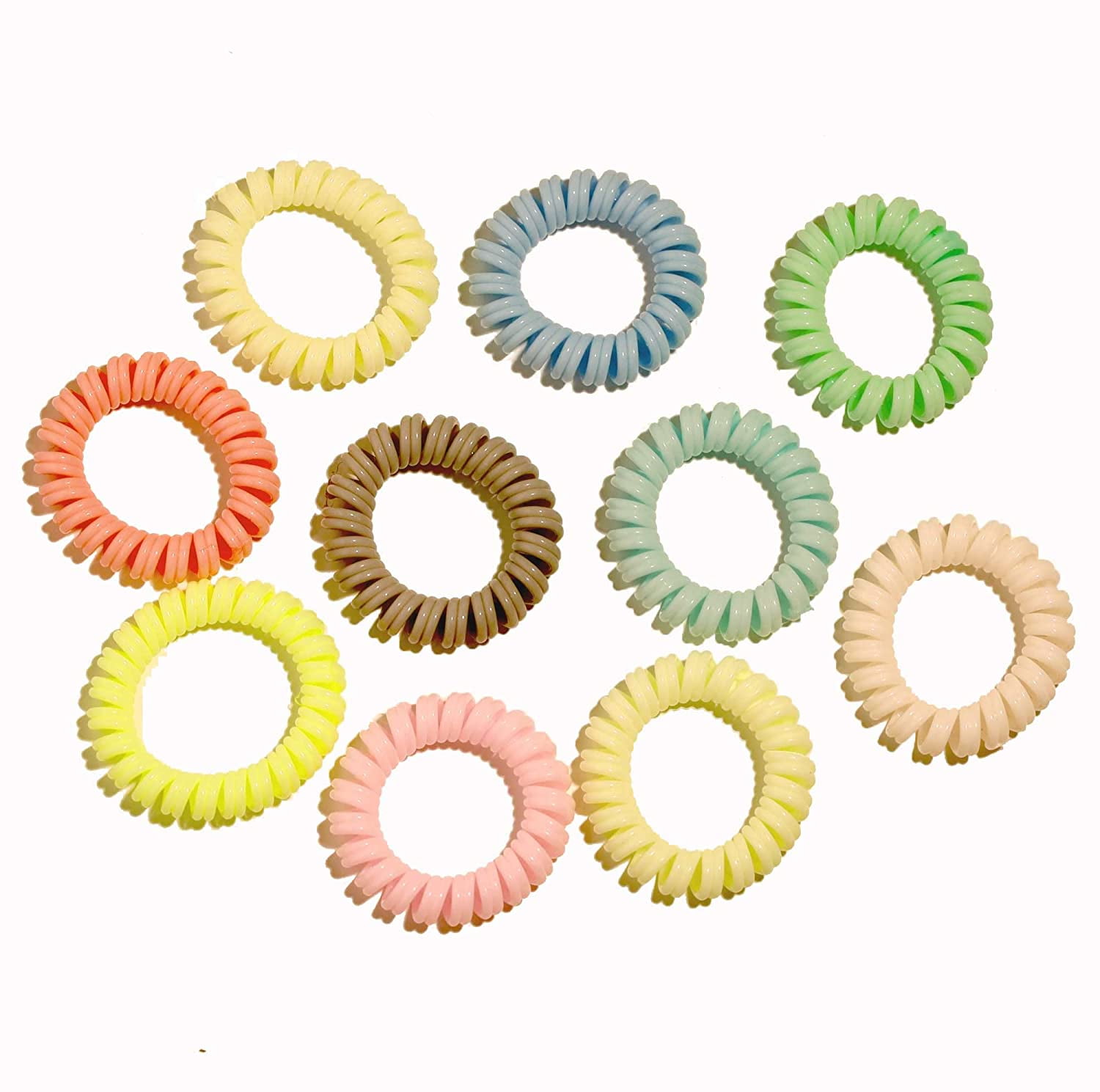 Spiral Hair Ties 10Pcs No Crease Coil Hair Ties Elastic Macaron Phone