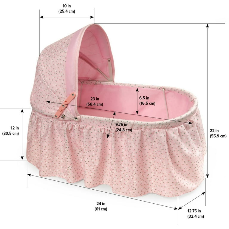 Badger Basket Foldable Doll Rocking Cradle with Hood for Dolls up