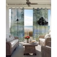 thumbnail image 6 of Spring Grey Green Kitchen Curtains Country Oil Painting Cabin Flowers Trees Cafe Short Curtains for Bathroom Blackout Window Curtain Small Window Treatment Drapes for Bedroom Living Room 27.5"x39"x2, 6 of 9