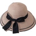 thumbnail image 5 of CoCopeaunts Bow Straw Bucket Hat for Women Summer Foldable Roll up Floppy Basin Hat Packable UV Protection Sun Hat Black Brim, 5 of 8
