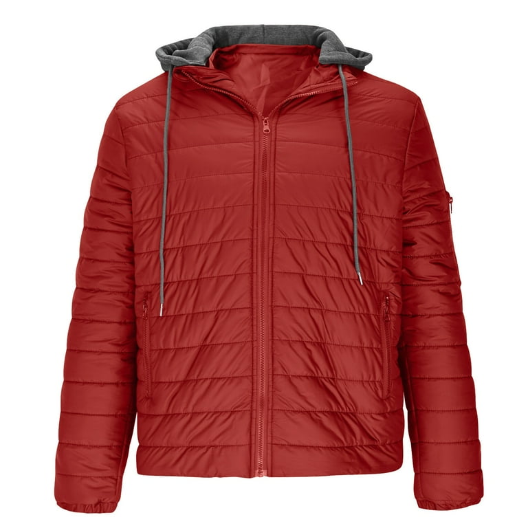 UQJfacai Mens Lightweight Puffer Jacket Color Block Hooded Warm