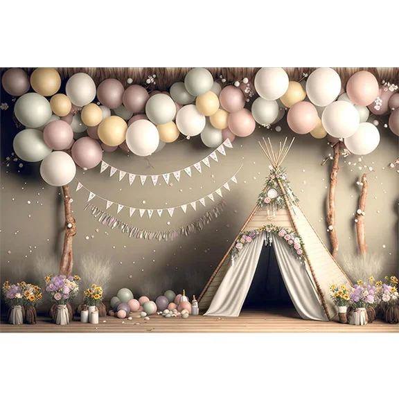 Photography Background Bohemian Flowers Camp Tt Birthday Party Cake Smash Portrait r Backdrop Photo Studio