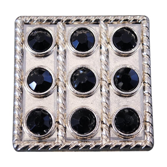 Set Of 8 Western Screw Back Concho Black Crystal Square Bling Cowgirl