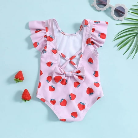 

Gubotare Summer Toddler Girls Ruffles Strawberry Prints 1 Piece Swimwear Beach Onesie Swimsuit Bikini Long Sleeve Swimsuit Kids Pink 18-24 Months