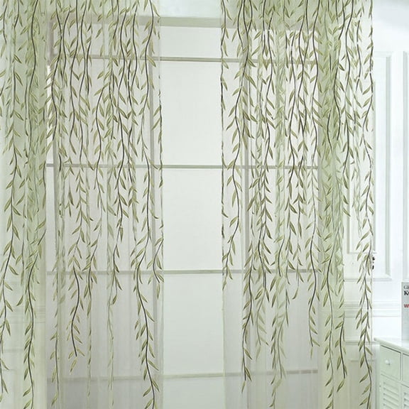 Kumdkd Green Sheer Curtains 39"x106" Long 1 Panel, Light Filtering Window Treatments Drapes for Living Room, Elegant Bedroom Curtains, Each Panel