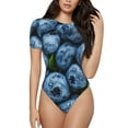 thumbnail image 1 of Balery Fresh Blueberries Body de cuello redondo de manga corta para mujer Tops de manga corta Tops básicos-Medium, 1 of 7