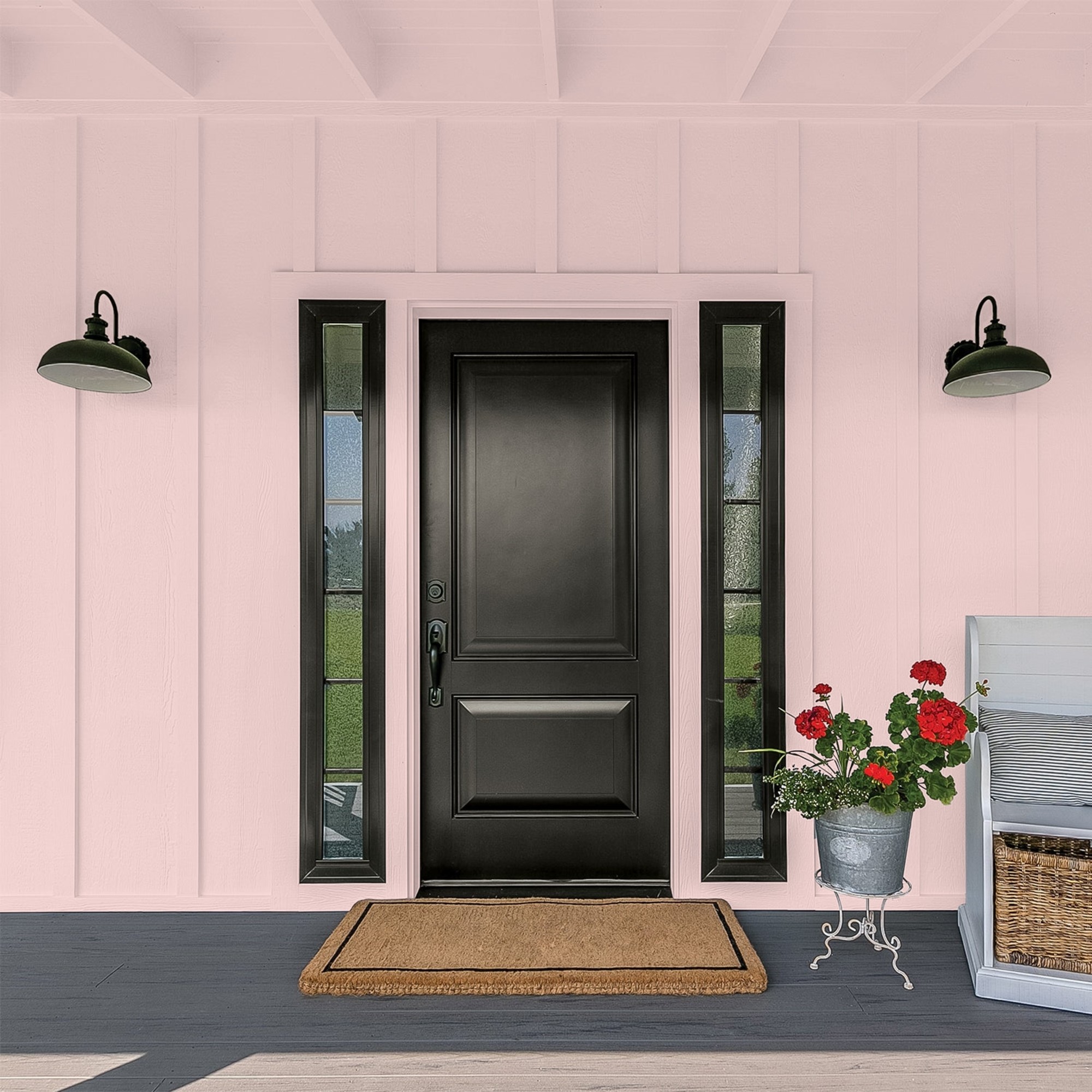 Glidden Fundamentals Tea Time / Pink, Flat Exterior Paint, 5 Gallon