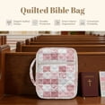 thumbnail image 6 of Xoenoiee Pink White Checkered Patchwork Floral Print Bible Cover for Women Large Bible Bag Quilted Bible Case with Zipper Pocket and Handle Carrying Book Cover Christian Study Supplies Accessories, 6 of 7