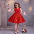 thumbnail image 4 of Afuyipoi Girls 3D Floral Princess Dress (0-6 Years) Soft Breathable Fabric 3D Floral Embellish Sleeveless Strap Style Flowy Princess Skirt Summer Play Party Wear Red Size 3T, 4 of 10