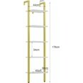 thumbnail image 2 of 5 Tiers Ladder Bookcase, Industrial Wall Mounted Bookshelf, Open Display Rack with Metal Frame, Wooden Storage Shelves for Bedroom, Home Office, Living Room, White+Gold, 70*17.3*11.8", 2 of 17