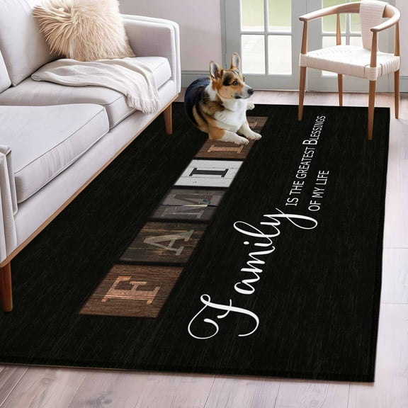 Black Area Rug 3x5 Washable Rug Non Slip Farmhouse Country Vintage Wooden Grain Plaid Large Area Rug Indoor Floor Carpet for Entryway Bedroom Kitchen Living Room Home Office Dining Room Nursery