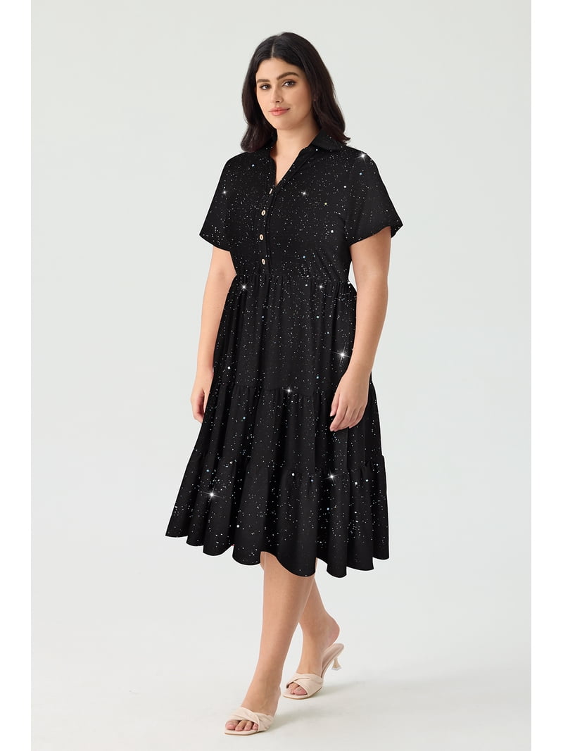 plus size glitter shirt dress Sparkle Tutu Dress W/Star Rainbow / 6M main image 0