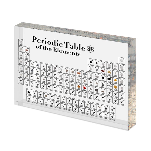 Tabla periódica UkkRoa con 83 elementos reales, soporte acrílico de 15 x 11 cm