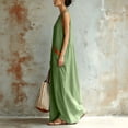 thumbnail image 5 of YuXingFu Womens Cotton Summer Dresses Casual Maxi V-Neck Plus Size Womens Dress Sleeveless with Pocket Long Casual Summer White XL, 5 of 9