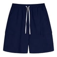 thumbnail image 3 of Angala Kids Shorts Solid Elastic Waist Cargo Shorts Summer Lightweight Relaxed Fit Dailywear Child Shorts Size 13-14 Years Dark Blue, 3 of 9
