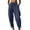 QZN1-Navy, variant on Eiyaclvo Summer Pants for Women Loose Fit Drawstring Elastic Waisted Lounge Pants Lightweight Streetwear Harem Trouser Ankle Length Cinch Bottom with Pockets
