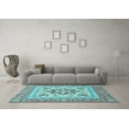 thumbnail image 3 of Ahgly Company Indoor Rectangle Medallion Light Blue Traditional Area Rugs, 5' x 7', 3 of 4