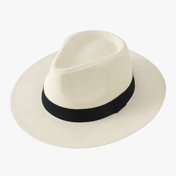 HAIJIE travel hat Men's Summer Sun Hat Wide Brim Straw Cowboy Hat Breathable Beach Hat For Outdoor Travel Fishing Gardening Lightweight Shade Hat Floppy Visor Hats for Ponytails Women Summer Hats for