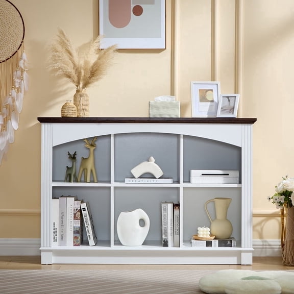 White Bookshelf, 6-Cube Bookcase and Kids Bookshelf, Wooden Storage Cabinet with Cube Organizer, Modern Book Shelf Furniture, Living Room, Office Storage, Toy Organizer, Display Cabinet