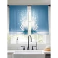 thumbnail image 2 of Summer Sheer Curtains 54 Inch Length 2 Panels for Living Room, Modern Blue Lake Sparkle White Flowers Lotus Voile Kitchen Curtain Set, Luxury Privacy Drapes Window Treatment for Bedroom, 2 of 7