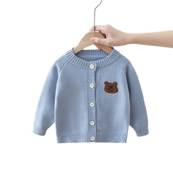 Godderr Baby Boy Girl Buttons Cardigan for Toddler Kids Knit Sweater Coats Top Cute Fall Winter Knitwear Warm Long Sleeve Jacket for 0-6T