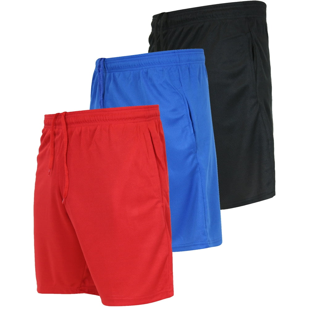 Real Essentials 3Pack Men's Mesh Active Athletic Performance Shorts
