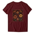 thumbnail image 3 of DeHolifer T-Shirts for Women Plus Size Boho Wildflower Graphic Short Blouses Summer Casual Aesthetic Tunic Tee Tops Wine S, 3 of 3