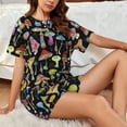thumbnail image 6 of Bingfone Bright Mushrooms Print Pajamas Sets for Women Soft Short-Sleeved Pjs with Lounge Shorts Two Piece Sleepwear, 6 of 8