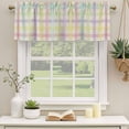 thumbnail image 3 of 2 Pack Valances for Windows, Green Beige Plaid Window Valances for Living Room/Bedroom/Bathroom, Farmhouse Art Checkered Rustic Light Filtering Kitchen Curtain Valance Window Treatment 60"W x18" L, 3 of 9